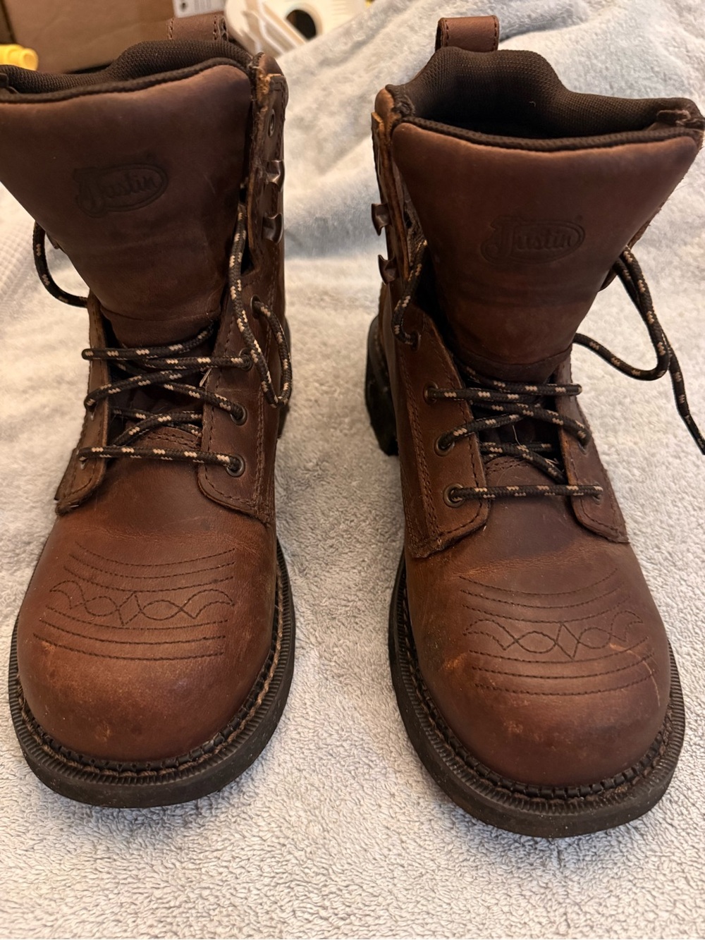 Justin Boots Brown Lace-Up Women's Work Boots